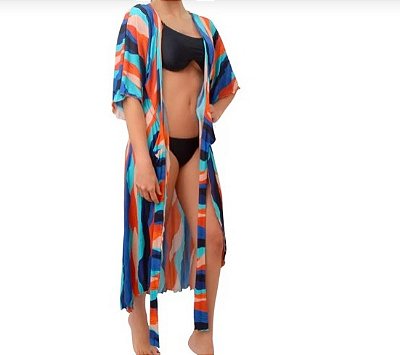 SAÍDA DE PRAIA ESTAMPADA DE AMARRAÇÃO