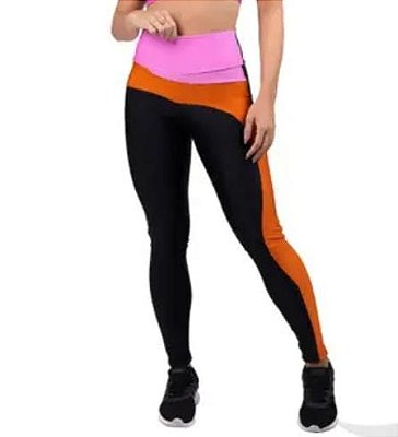 calça  De Academia Caminhada Calça  Tendência Cintura Alta Modeladora Bicolor Lançamento