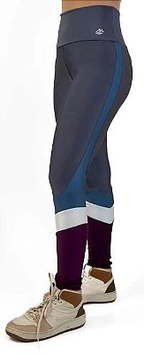 Legging com Faixa Três Cores Poliamida Gloss