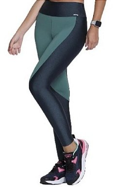 Calça Legging Selene com recorte - 24615.001 - Índigo/verde - Azul Petróleo+Verde