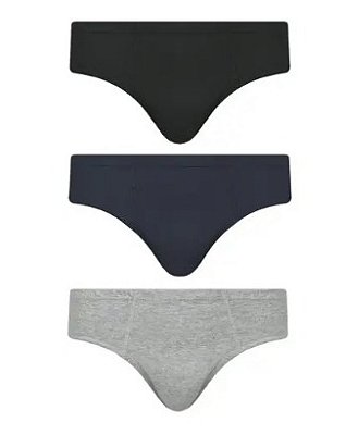 Kit 3 Cuecas Slip Adulto Algodão Selene