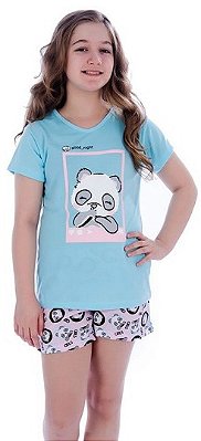 SHORT DOLL MANGA CURTA BELLA POLIVISCOSE PANDA INFANTIL