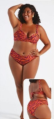 Conjunto de biquíni torcido plus size com bojo EFEITO LIPO