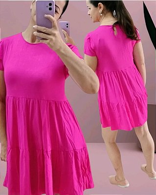 Vestido em malha viscolaycra cor de rosa