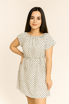 Vestido viscose estampa POÁ