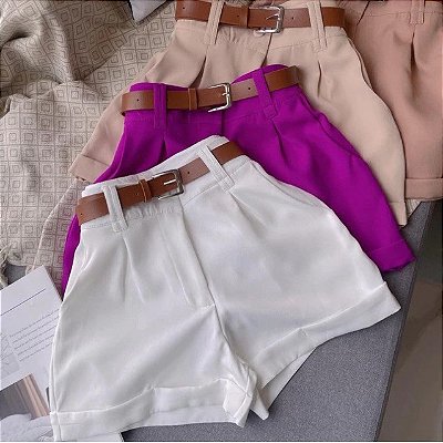 DUPLICADO - short feminino alfaiataria social com cinto/tamanho GG/cor nude