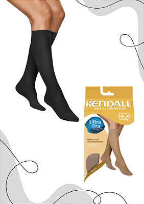 MEIA COMPRESS 3/4 PANTURRILHA 20-30 KENDALL PÉ FECHADO PRETO