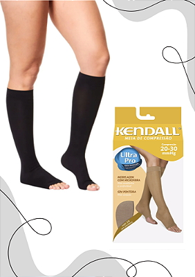 MEIA COMPRESS 3/4 PANTURRILHA 20-30 KENDALL SEM PONTEIRA PRETO