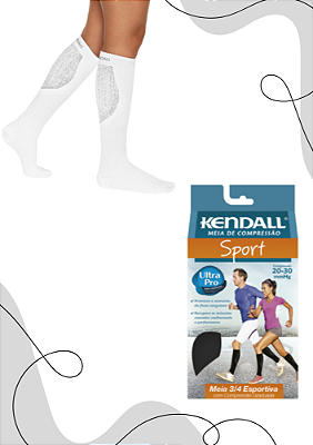 MEIA COMPRESS 3/4 PANTURRILHA 20-30 SPORT KENDALL PÉ FECHADO BRANCO