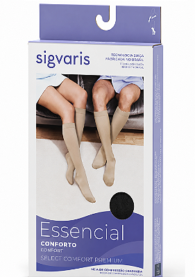 MEIA COMPRESS AD PANTURRILHA 20-30 SIGVARIS ESSENCIAL SELECT COMFORT PREMIUM PRETO PÉ FECHADO