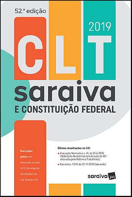 Código Saraiva - Clt Saraiva E Constituição Federal - 52ª Edição..-