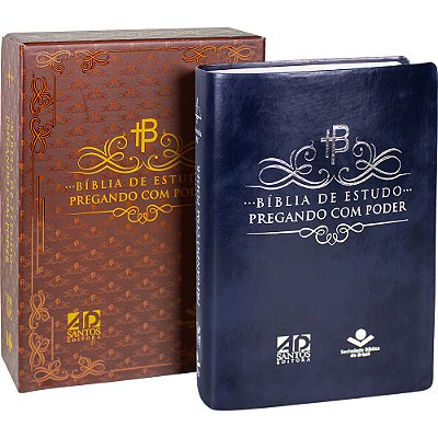 Bíblia De Estudo Pregando Com Poder - Capa Azul Nobre Almeida Revista E Corrigida (Arc)