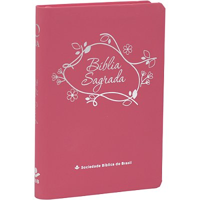 Bíblia Linha Ouro - Flores, Letra Grande, Capa Pink, Índice Impresso, Beira Pintada Almeida Revista E Atualizada (Ara)