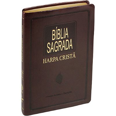 Bíblia Sagrada Com Harpa Cristã - Capa De Couro Sintético Marrom Nobre Almeida Revista E Corrigida (Arc)