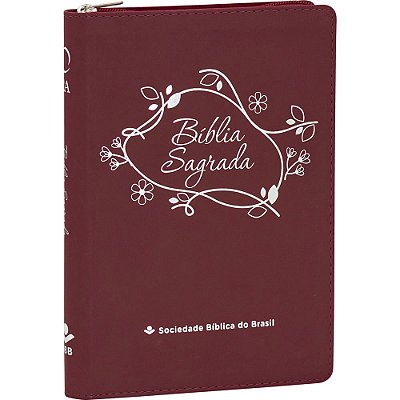 Bíblia Linha Ouro - Flores, Letra Grande, Capa Vemelha, Índice Impresso, Beira Pintada E Zíper Almeida Revista E Atualizada (Ara)-..