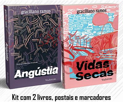 Graciliano Ramos – Vidas Secas + Angústia - Kit Com 2 Livros, Postais E Marcadores