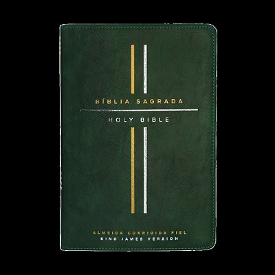 Bíblia Bilíngue, Português/Inglês, Acf/Kjv, Couro Soft, Verde, Leitura Perfeita..-