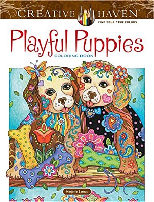 Creative Haven Playful Puppies Coloring Book-..