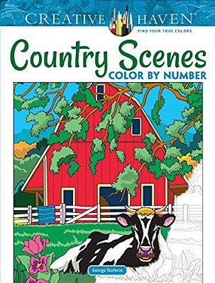 Creative Haven Country Scenes Color By Number Coloring Book-..