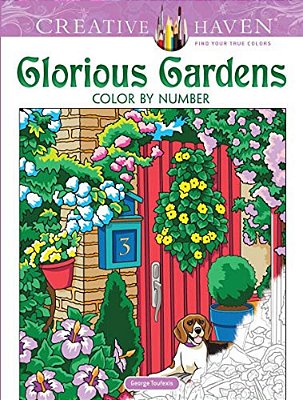 Creative Haven Glorious Gardens Color By Number Coloring Book-..