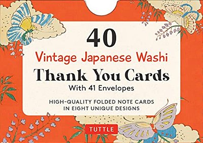 40 Thank You Cards In Vintage Japanese Washi Designs: 4 1/2 X 3 Inch Blank Cards In 8 Unique Designs, Envelopes Included-..