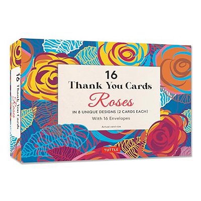 16 Thank You Cards, Roses: 4 1/2 X 3 Inch Blank Cards In 8 Lovely Designs (2 Each) With 16 Envelopes-..