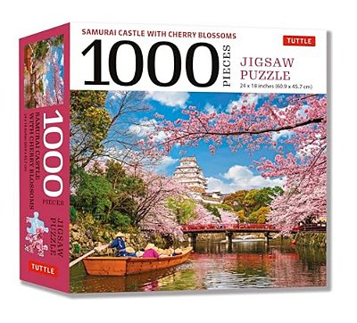 Samurai Castle With Cherry Blossoms 1000 Piece Jigsaw Puzzle: Cherry Blossoms At Himeji Castle (Finished Size 24 In X 18 In)-..