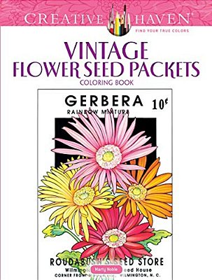 Creative Haven Vintage Flower Seed Packets Coloring Book-..