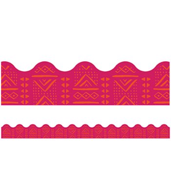 One World Pink Batik Scalloped Bulletin Board Borders-..