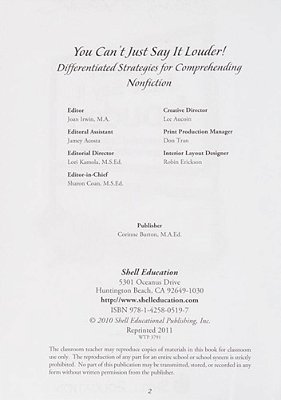 You Can't Just Say It Louder! Differentiated Strat. For Comprehending Nonfiction: Differentiated Strategies For Comprehending Nonfiction-..