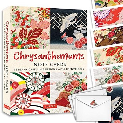 Chrysanthemums, 12 Note Cards: 12 Blank Cards In 6 Lovely Designs (2 Each) With 12 Patterned Envelopes-..