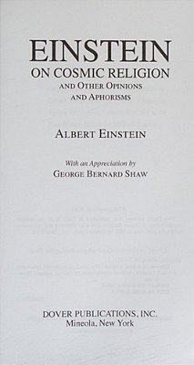 Einstein On Cosmic Religion And Other Opinions And Aphorisms-..