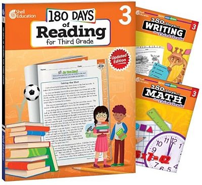 180 Days(tm) Reading, Writing And Math For Grade 3: 3-Book Set: Practice, Assess, Diagnose-..