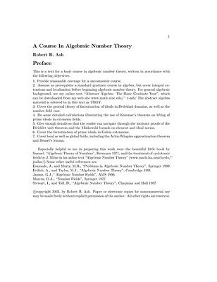 A Course In Algebraic Number Theory-..