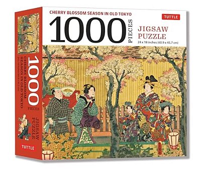Cherry Blossom Season In Old Tokyo- 1000 Piece Jigsaw Puzzle: Woodblock Print By Utagawa Kunisada (Finished Size 24 In X 18 In)-..