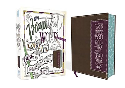 Niv, Beautiful Word Coloring Bible And 8-Pencil Gift Set, Leathersoft, Brown: Hundreds Of Verses To Color-..