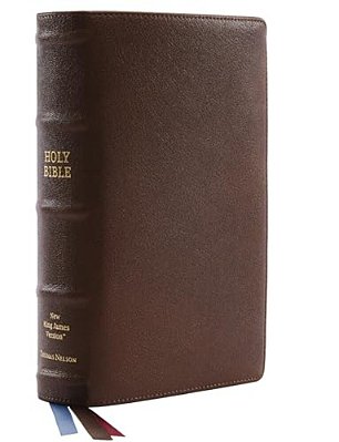 Nkjv, Single-Column Reference Bible, Premium Goatskin Leather, Brown, Premier Collection, Comfort Print-..