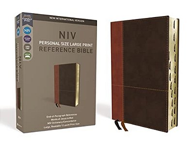 Niv, Personal Size Reference Bible, Large Print, Imitation Leather, Brown, Indexed, Red Letter Edition, Comfort Print-..