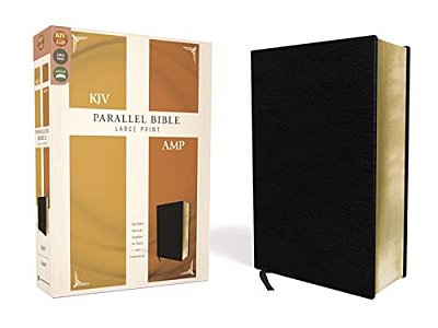 Kjv, Amplified, Parallel Bible, Large Print, Bonded Leather, Black, Red Letter Edition: Two Bible Versions Together For Study And Comparison-..