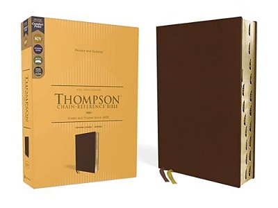 Kjv, Thompson Chain-Reference Bible, Genuine Leather, Calfskin, Brown, Red Letter, Thumb Indexed, Comfort Print-..
