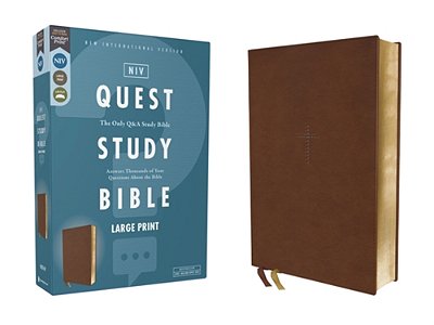 Niv, Quest Study Bible, Large Print, Leathersoft, Brown, Comfort Print: The Only Q And A Study Bible-..