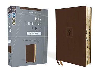Niv, Thinline Bible, Large Print, Leathersoft, Brown, Red Letter, Thumb Indexed, Comfort Print-..
