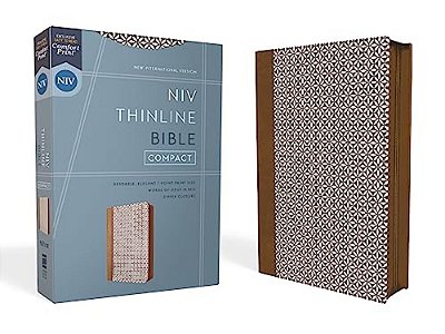 Niv, Thinline Bible, Compact, Leathersoft, Brown/White, Zippered, Red Letter, Comfort Print-..