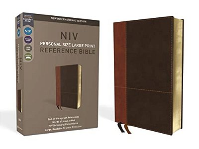 Niv, Personal Size Reference Bible, Large Print, Imitation Leather, Brown, Red Letter Edition, Comfort Print-..
