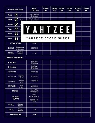 Yahtzee Score Sheet: Yahtzee Games Record Score, Scoresheet Keeper Notebook, Yahtzee Score Sheet, Yahtzee Score Card, Write In The Player N-..