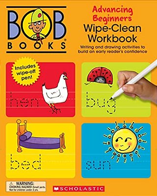 Bob Books - Wipe-Clean Workbook: Advancing Beginners Phonics, Ages 4 And Up, Kindergarten (Stage 2: Emerging Reader)-..