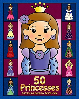 50 Princesses A Coloring Book-..