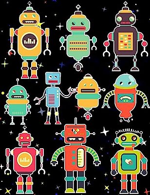 Robots Sticker Album For Boys: 100 Plus Pages For Permanent Sticker Collection, Activity Book For Boys Or Girls - 8.5 By 11-..