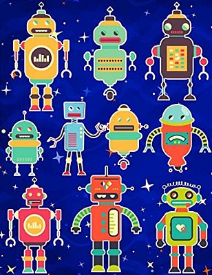 Robots Sticker Album For Boys: 100 Plus Pages For Permanent Sticker Collection, Activity Book For Boys - 8.5 By 11-..