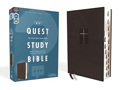 Niv, Quest Study Bible, Leathersoft, Black, Indexed, Comfort Print: The Only Q And A Study Bible-..